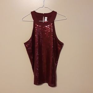 No Boundaries Burgundy Sequin Top